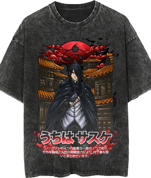 Naruto tee shirt - Itachi streetwear fashion casual dark gray t shirt - Short sleeve vintage tee - Lusy Store LLC