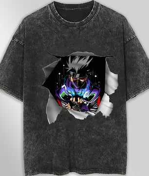 Naruto tee shirt - Kakashi 3D streetwear funny t shirt hip hop dark gray - Unisex vintage t shirts - Lusy Store LLC