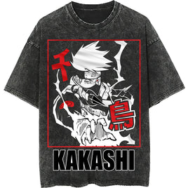 Naruto tee shirt - Kakashi streetwear fashion casual dark gray t shirt - Short sleeve vintage tee - Lusy Store LLC