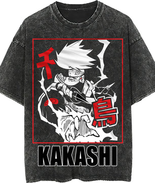Naruto tee shirt - Kakashi streetwear fashion casual dark gray t shirt - Short sleeve vintage tee - Lusy Store LLC