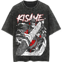 Naruto tee shirt - Kisame hip hop loose tops dark gray tee - Unisex vintage summer short sleeve - Lusy Store LLC