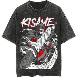 Naruto tee shirt - Kisame hip hop loose tops dark gray tee - Unisex vintage summer short sleeve - Lusy Store LLC