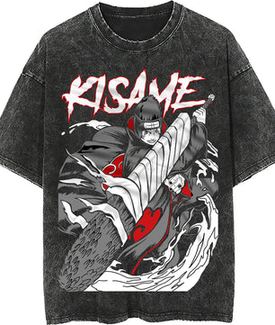 Naruto tee shirt - Kisame hip hop loose tops dark gray tee - Unisex vintage summer short sleeve - Lusy Store LLC