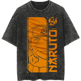 Naruto tee shirt - Naruto hip hop loose tops dark gray tee - Unisex vintage short sleeve - Lusy Store LLC