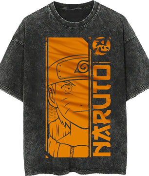 Naruto tee shirt - Naruto hip hop loose tops dark gray tee - Unisex vintage short sleeve - Lusy Store LLC