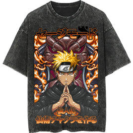 Naruto tee shirt - Naruto senjutsu streetwear fashion casual dark gray t shirt - Short sleeve vintage tee - Lusy Store LLC