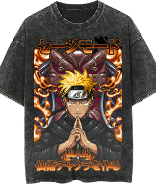 Naruto tee shirt - Naruto senjutsu streetwear fashion casual dark gray t shirt - Short sleeve vintage tee - Lusy Store LLC