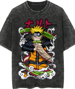 Naruto tee shirt - Naruto transformation art hip hop loose tops dark gray tee - Unisex vintage short sleeve - Lusy Store LLC