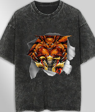 Naruto tee shirt - Nine-tails 3D streetwear funny t shirt hip hop dark gray - Unisex vintage t shirts - Lusy Store LLC