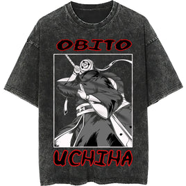 Naruto tee shirt - Obito hip hop loose tops dark gray tee - Unisex vintage summer short sleeve - Lusy Store LLC