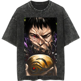 Naruto tee shirt - Obito streetwear fashion casual dark gray t shirt - Short sleeve vintage tee - Lusy Store LLC