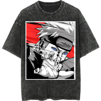 Naruto tee shirt - Pain akatsuki hip hop loose tops dark gray tee - Unisex vintage short sleeve - Lusy Store LLC