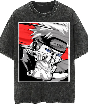 Naruto tee shirt - Pain akatsuki hip hop loose tops dark gray tee - Unisex vintage short sleeve - Lusy Store LLC