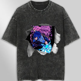 Naruto tee shirt - Sasuke 3D streetwear funny t shirt hip hop dark gray - Unisex vintage t shirts - Lusy Store LLC