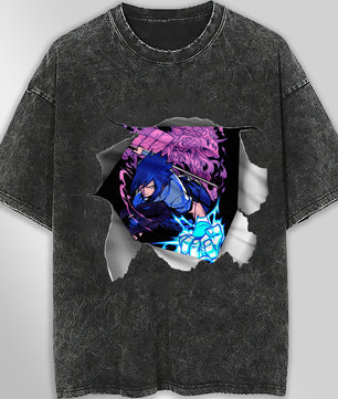 Naruto tee shirt - Sasuke 3D streetwear funny t shirt hip hop dark gray - Unisex vintage t shirts - Lusy Store LLC