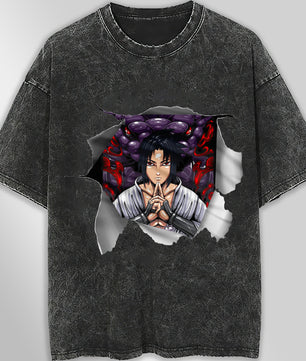 Naruto tee shirt - Sasuke 3D streetwear funny t shirt hip hop dark gray - Unisex vintage t shirts - Lusy Store LLC