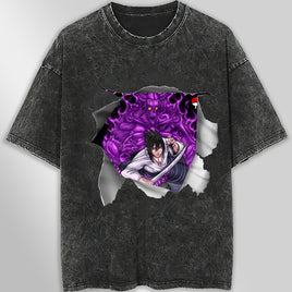 Naruto tee shirt - Sasuke 3D streetwear funny t shirt hip hop dark gray - Unisex vintage t shirts - Lusy Store LLC