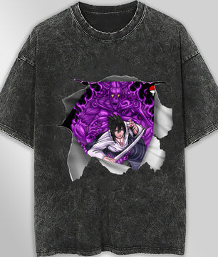 Naruto tee shirt - Sasuke 3D streetwear funny t shirt hip hop dark gray - Unisex vintage t shirts - Lusy Store LLC