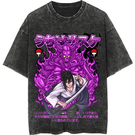 Naruto tee shirt - Sasuke streetwear fashion casual dark gray t shirt - Short sleeve vintage tee - Lusy Store LLC