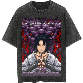 Naruto tee shirt - Sasuke streetwear fashion casual dark gray t shirt - Short sleeve vintage tee - Lusy Store LLC