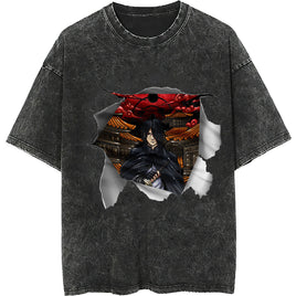 Naruto tee shirt - Sasuke Uchiha 3D streetwear funny t shirt hip hop dark gray - Unisex vintage t shirts - Lusy Store LLC
