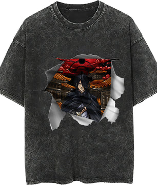 Naruto tee shirt - Sasuke Uchiha 3D streetwear funny t shirt hip hop dark gray - Unisex vintage t shirts - Lusy Store LLC