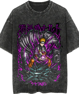 Naruto tee shirt - Streetwear fashion casual dark gray t shirt - Short sleeve vintage tee - Lusy Store LLC