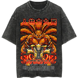 Naruto tee shirt - Streetwear fashion casual dark gray t shirt - Short sleeve vintage tee - Lusy Store LLC