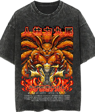 Naruto tee shirt - Streetwear fashion casual dark gray t shirt - Short sleeve vintage tee - Lusy Store LLC