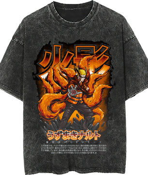 Naruto tee shirt - Streetwear fashion casual dark gray t shirt - Short sleeve vintage tee - Lusy Store LLC