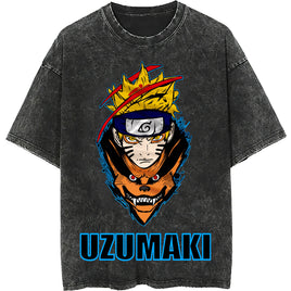 Naruto tee shirt - Uzumaki hip hop loose tops dark gray tee - Unisex vintage summer short sleeve - Lusy Store LLC