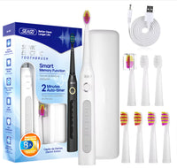 Seago Sonic Toothbrush Electric Toothbrush Cleaning Teeth 5 Modes with 8 Replaceable Brush Heads 2 Min Timer With Portable Box White