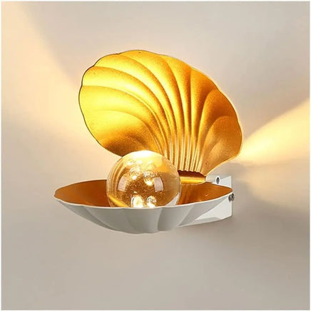 Exterior LED Wall Lamp With Seashell Inspired Design White 7x7 Inches