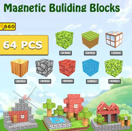 Lusy Store LLC DIY Magnetic Building Blocks Set for Kids, Ages 3+ Toys
