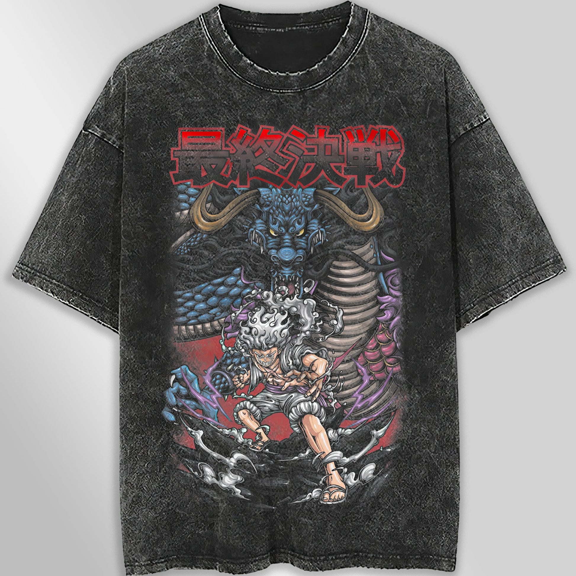 One piece tee shirt - Gear 5 Luffy graphic tees vintage t shirt - Streetwear unisex gray t shirt - Lusy Store LLC