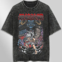 One piece tee shirt - Gear 5 Luffy graphic tees vintage t shirt - Streetwear unisex gray t shirt Dark Gray