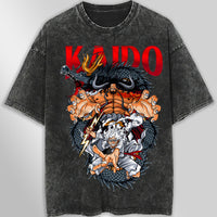 One piece tee shirt - Luffy gear 5 Kaidou graphic tees vintage t shirt - Streetwear unisex gray t shirt Dark Gray