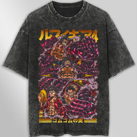 One piece tee shirt - Luffy gear graphic tees vintage t shirt - Streetwear unisex gray t shirt Dark Gray