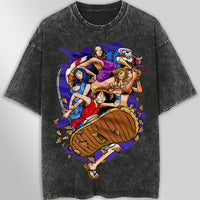 One piece tee shirt - Luffy graphic tees vintage t shirt - Streetwear unisex gray t shirt Dark Gray