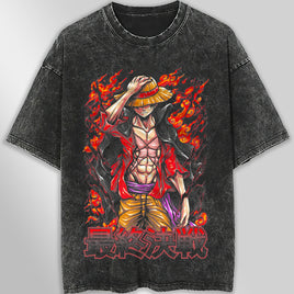 One piece tee shirt - Luffy graphic tees vintage t shirt - Streetwear unisex gray t shirt Dark Gray