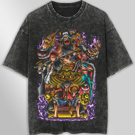 One piece tee shirt - Luffy graphic tees vintage t shirt - Streetwear unisex gray t shirt Dark Gray