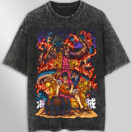 One piece tee shirt - Luffy graphic tees vintage t shirt - Streetwear unisex gray t shirt - Lusy Store LLC