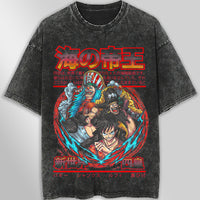 One piece tee shirt - Luffy graphic tees vintage t shirt - Streetwear unisex gray t shirt Dark Gray