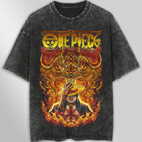 One piece tee shirt - Luffy graphic tees vintage t shirt - Streetwear unisex gray t shirt Dark Gray