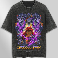 One piece tee shirt - Vintage t shirt Eustass Kid loose tops tees - Unisex streetwear graphic tees Dark Gray