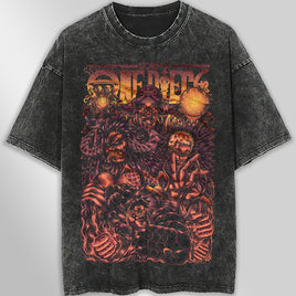 One piece tee shirt - Vintage t shirt gear 4 loose tops tees - Unisex streetwear graphic tees Dark Gray