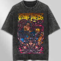 One piece tee shirt - Vintage t shirt Luffy gear 4 graphic tees - Streetwear unisex gray t shirt Dark Gray