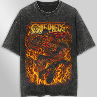 One piece tee shirt - Vintage t shirt Luffy gear graphic tees - Streetwear unisex gray t shirt Dark Gray