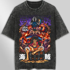 One piece tee shirt - Vintage t shirt Luffy graphic tees - Streetwear unisex gray t shirt Dark Gray