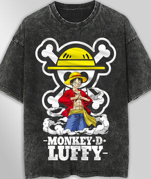 One piece tee shirt - Vintage t shirt Luffy loose tops tees - Unisex streetwear graphic tees - Lusy Store LLC